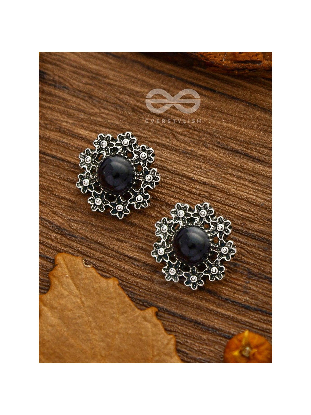 Onyx in a garden - Tiny Trinket Earrings