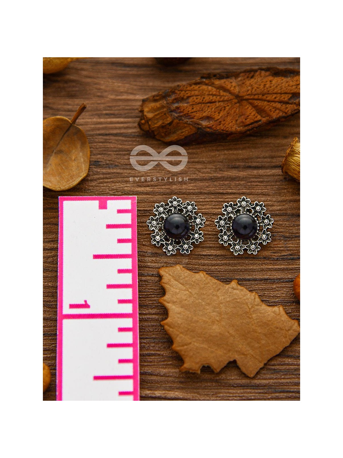 Onyx in a garden - Tiny Trinket Earrings