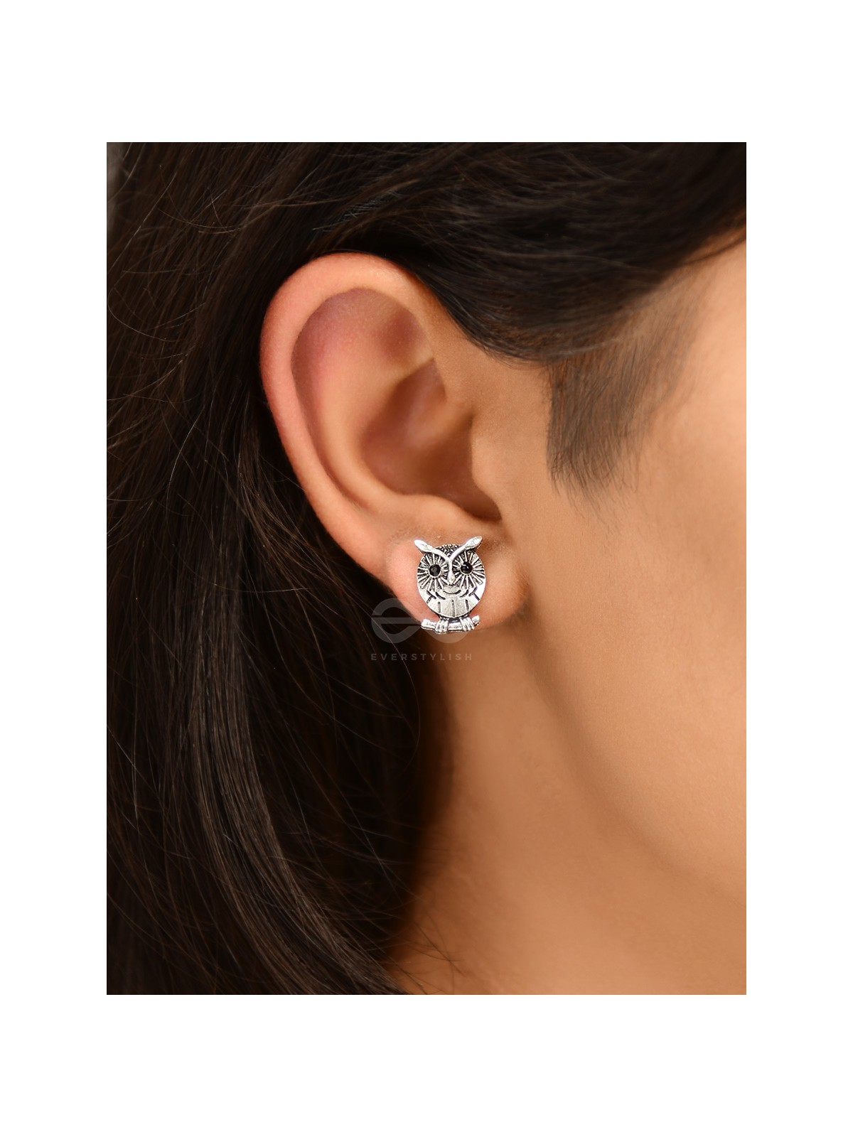 Quirky little owl on a branch - Tiny Trinket Earrings