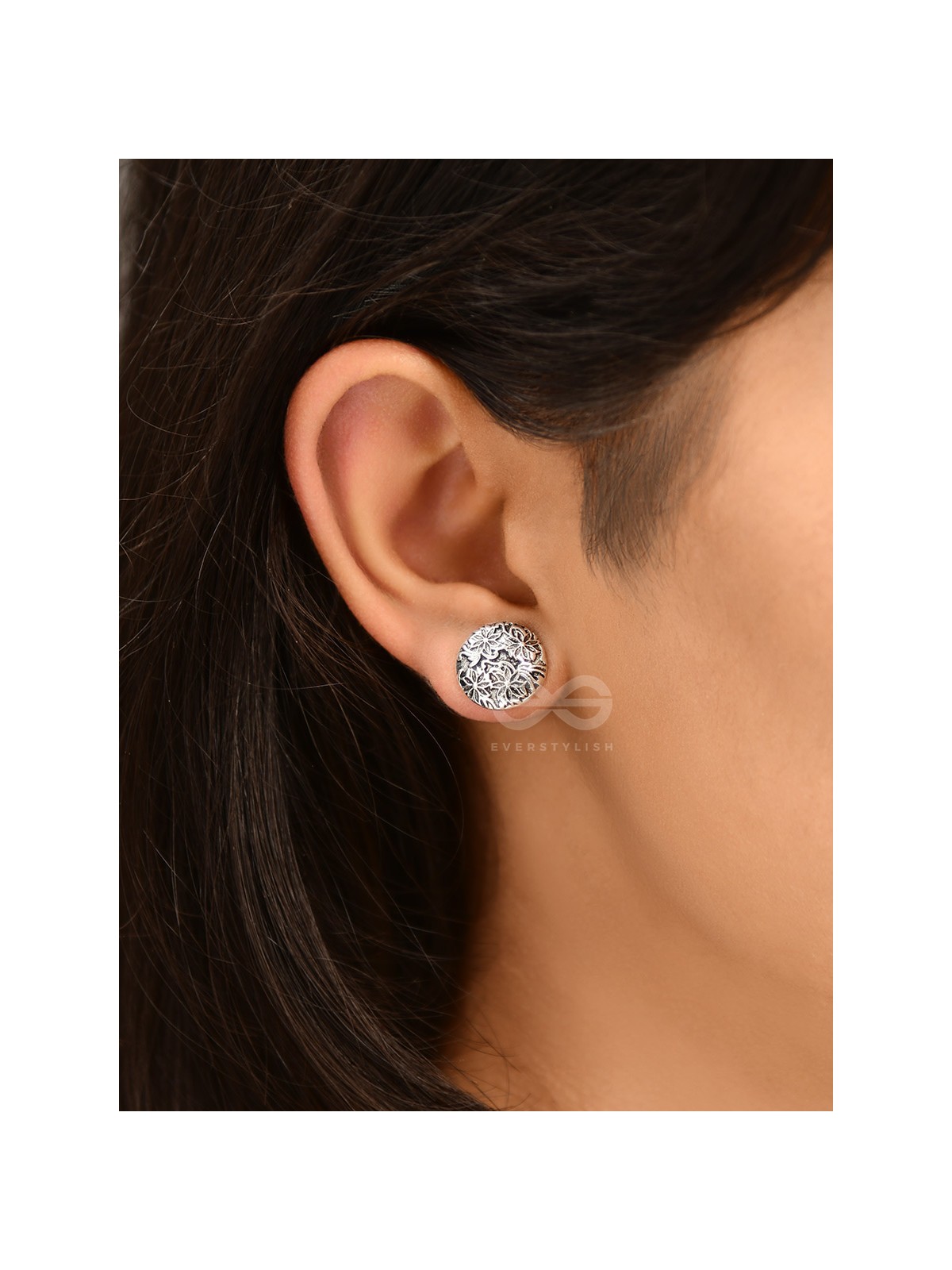 Little Carved Motif Buttons - Tiny Trinket Earrings