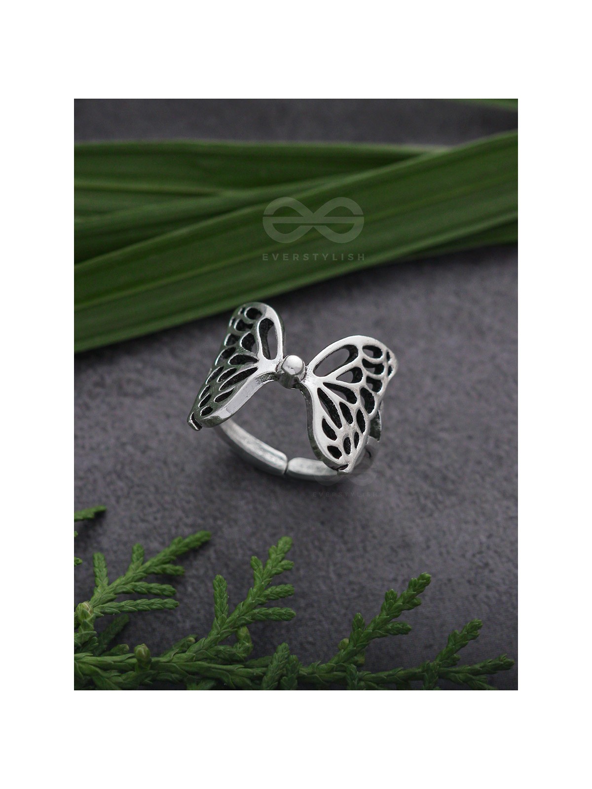 Butterfly Wings Fly Away - Oxidised Adjustable Ring