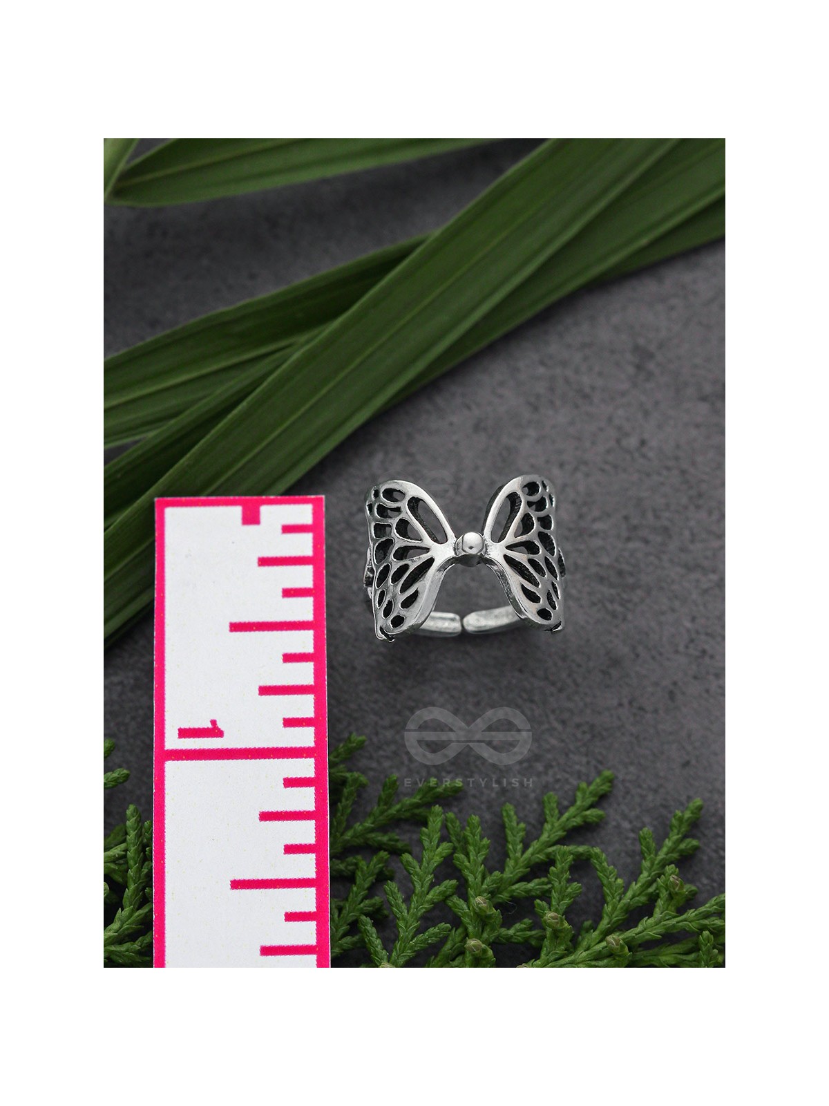 Butterfly Wings Fly Away - Oxidised Adjustable Ring