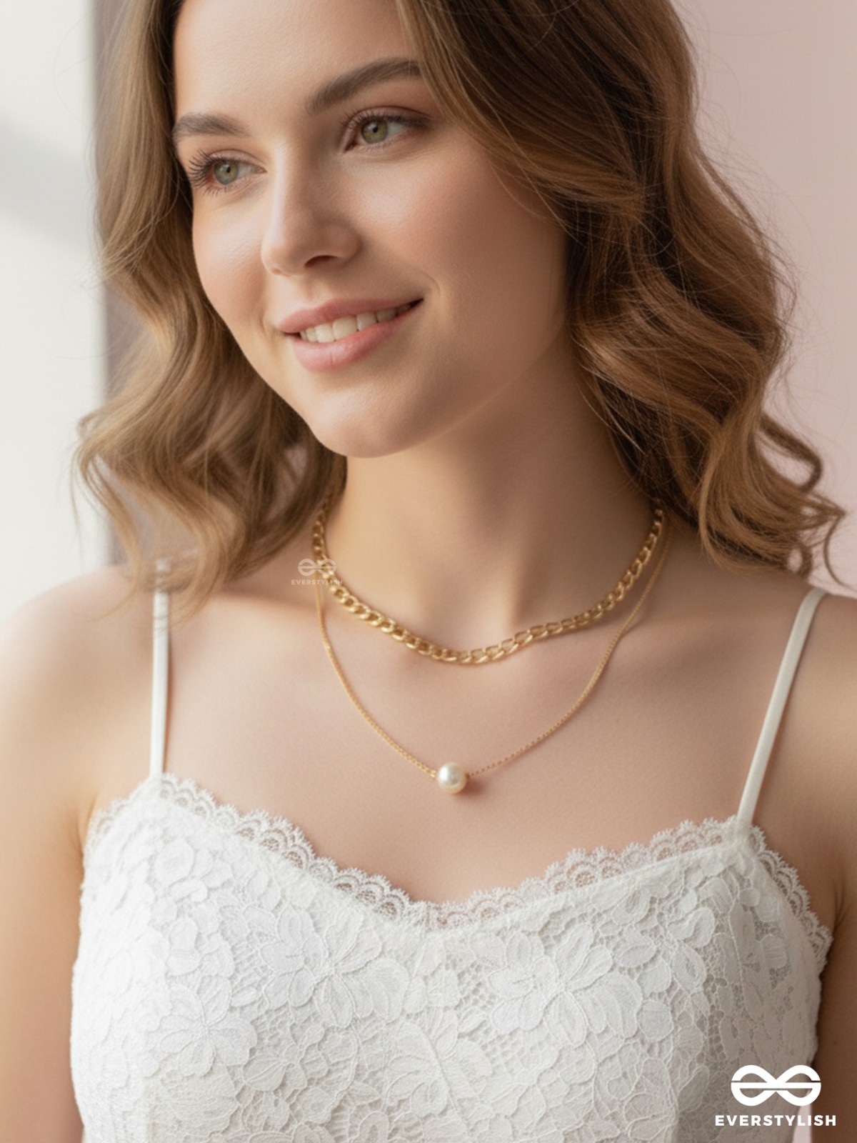 The Layered Elegance - Golden Pearl Multilayered Neckpiece With Anti-Tarnish Coating 