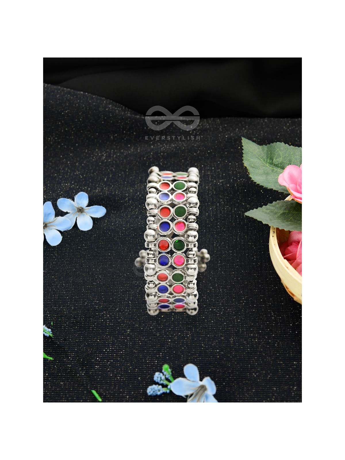 The Elegant Symmetry - Adjustable Enamelled Bracelet (Multicoloured)