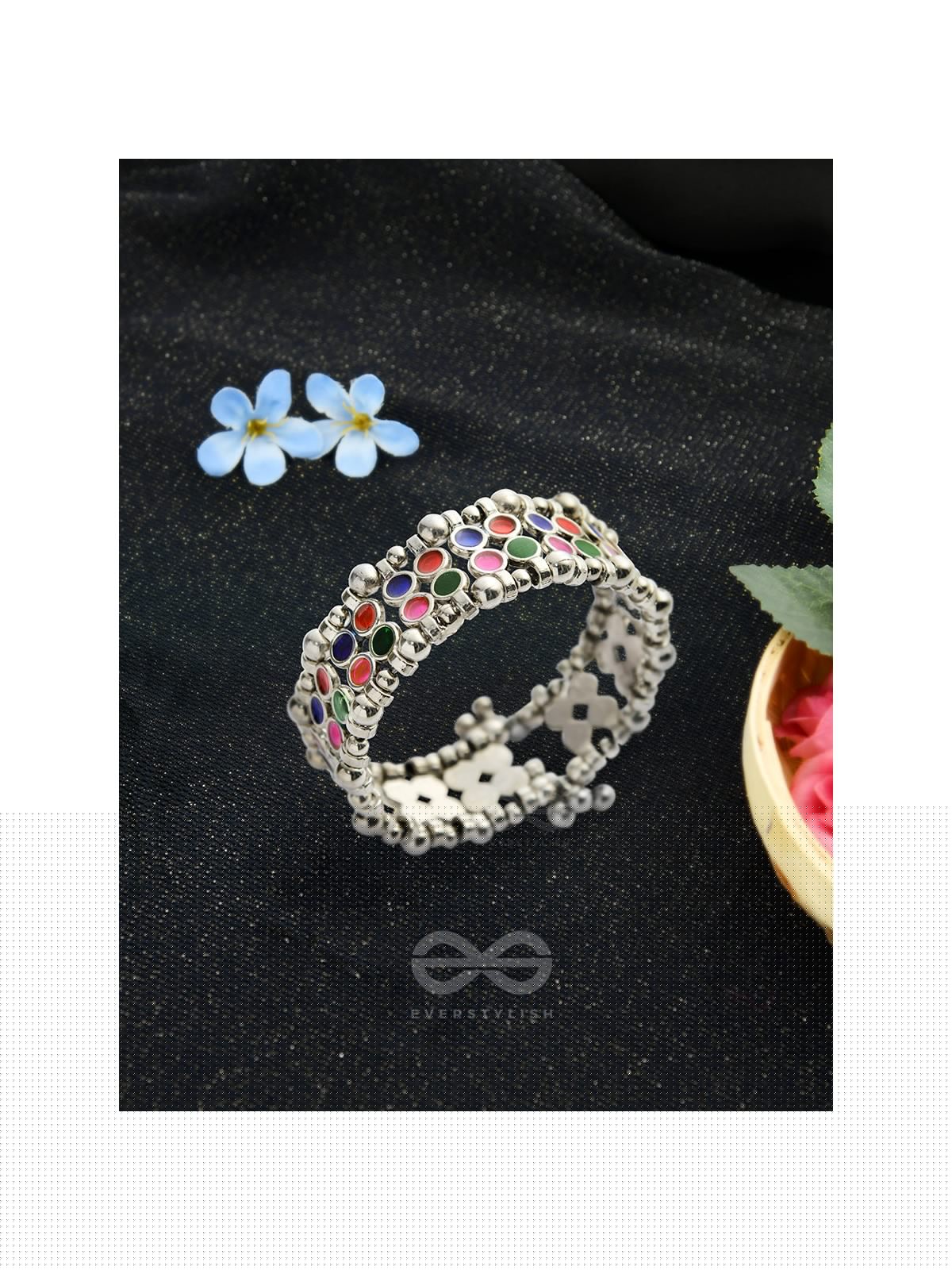 The Elegant Symmetry - Adjustable Enamelled Bracelet (Multicoloured)