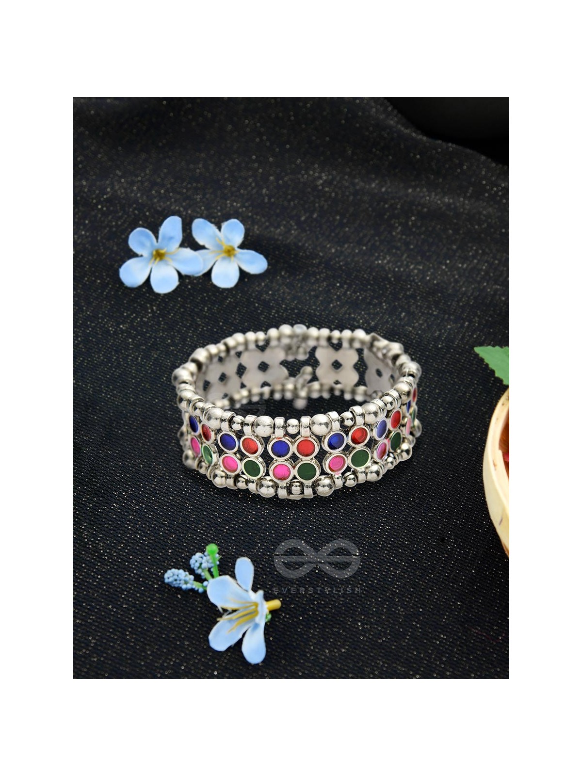 The Elegant Symmetry - Adjustable Enamelled Bracelet (Multicoloured)
