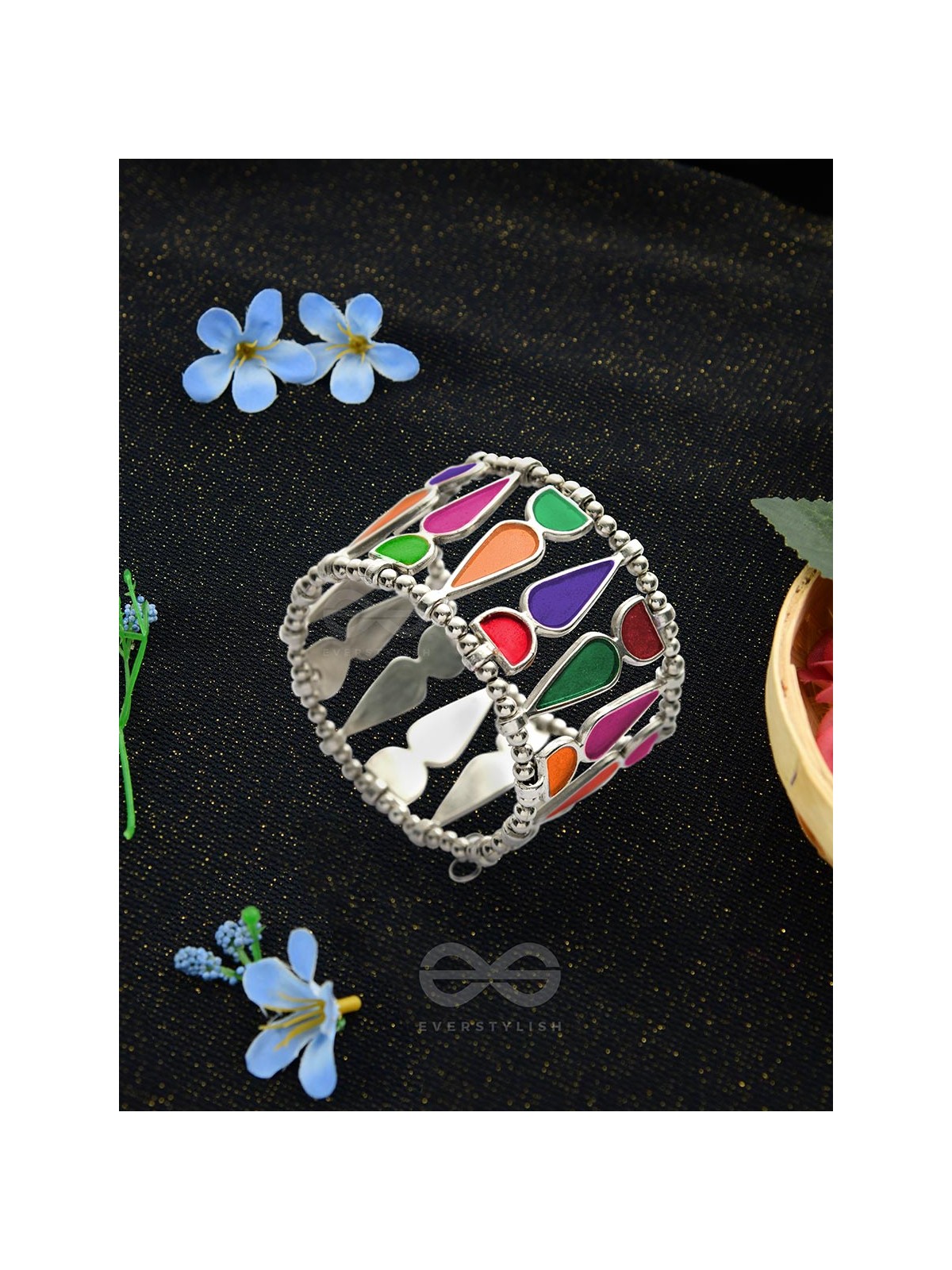 Kaliedoscope of Colours - Statement Enamelled Bracelet (Multicolor)