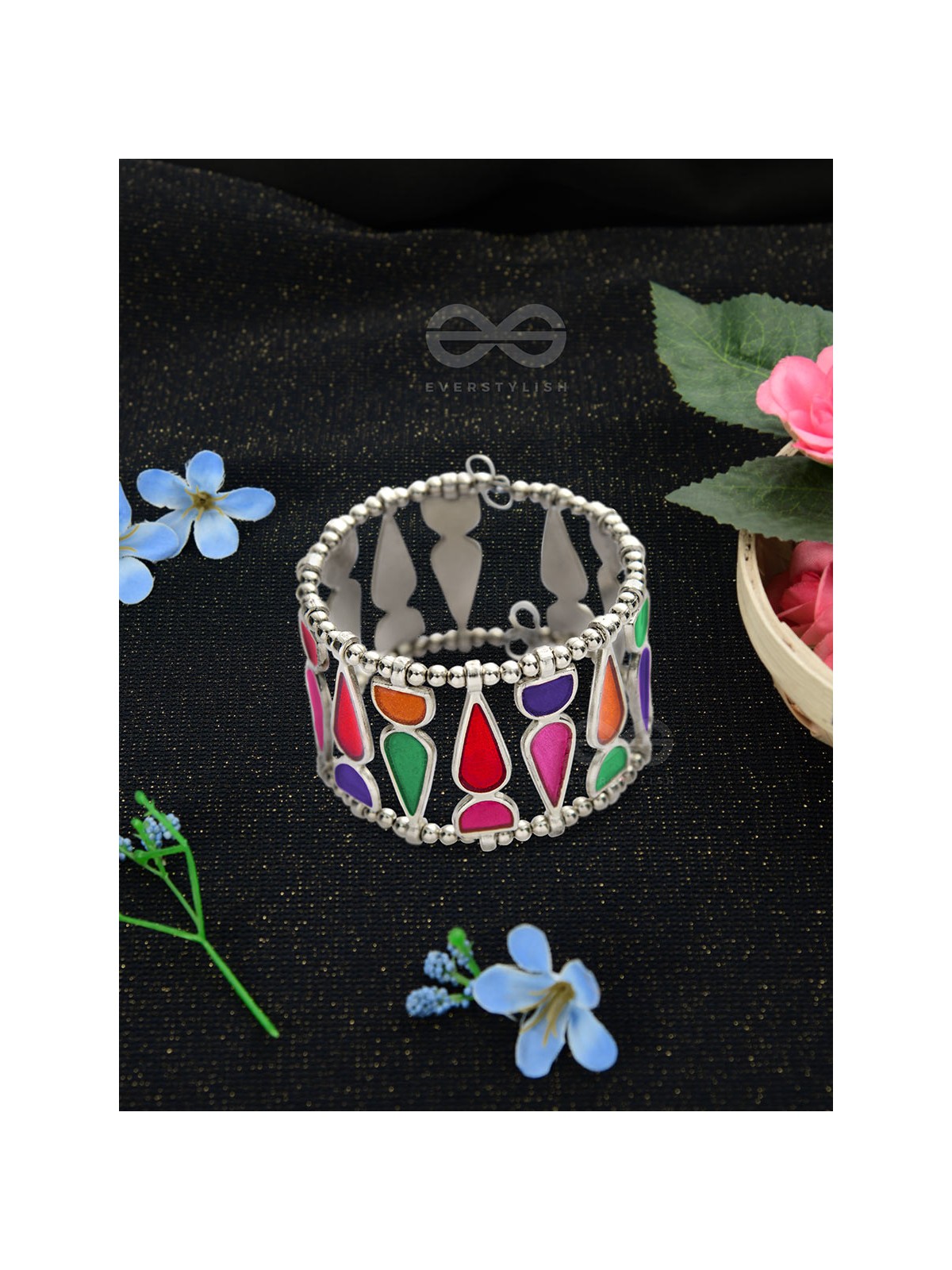 Kaliedoscope of Colours - Statement Enamelled Bracelet (Multicolor)