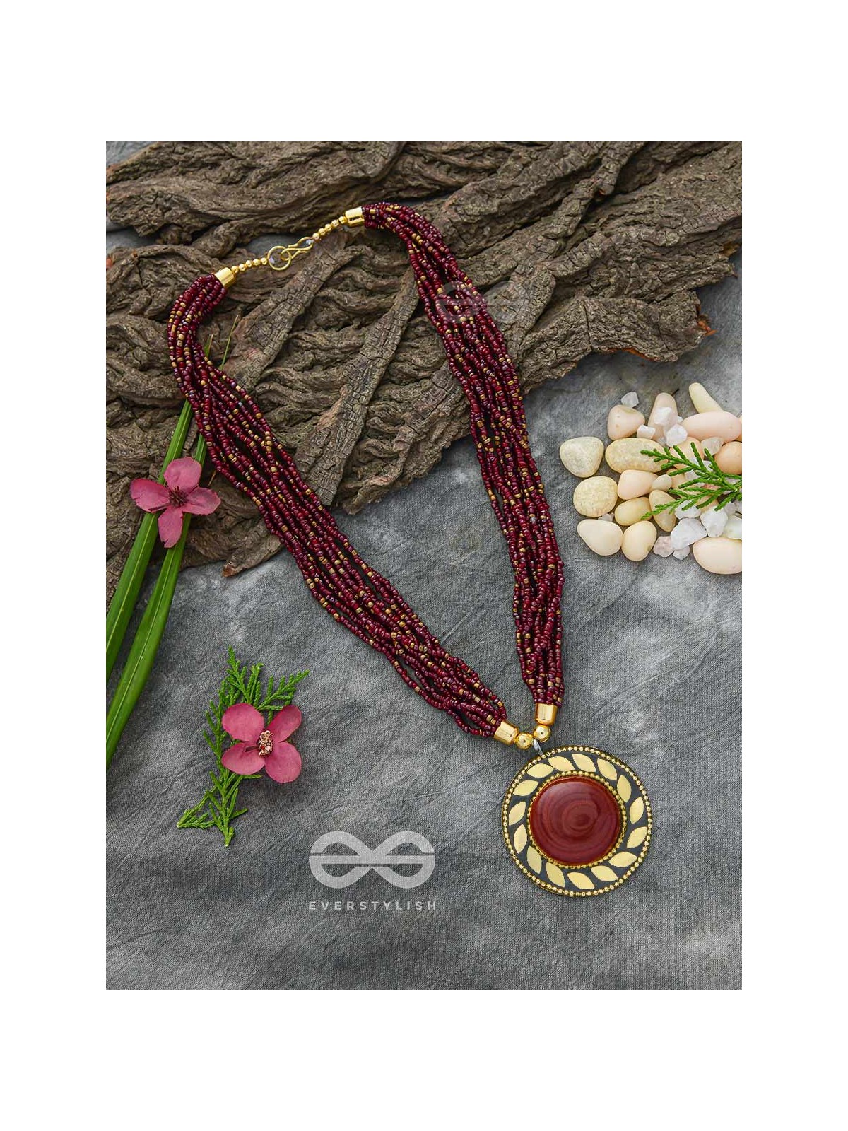 The Timeless Elegance- Beautiful Beaded Neckpiece (Mulberry)