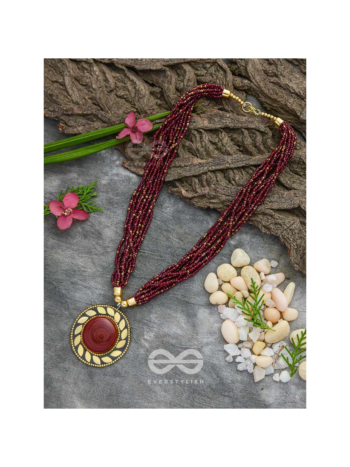 The Timeless Elegance- Beautiful Beaded Neckpiece (Mulberry)