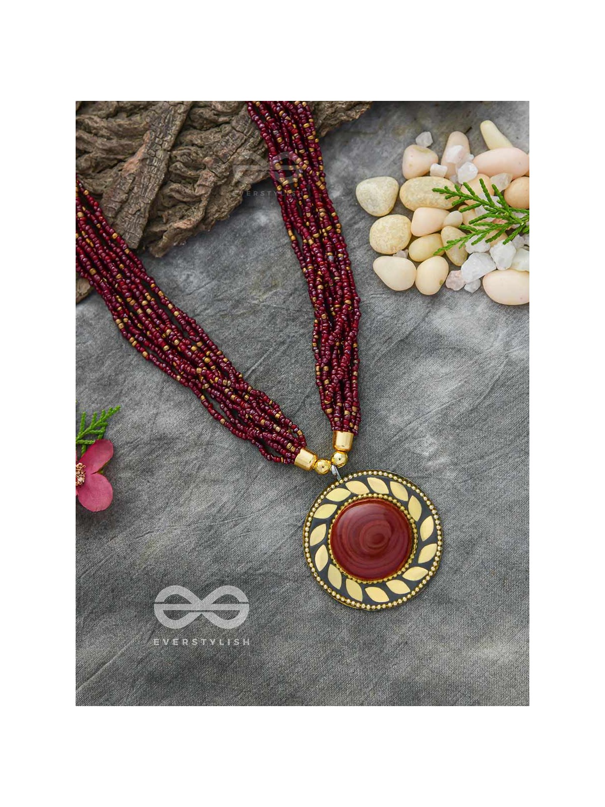 The Timeless Elegance- Beautiful Beaded Neckpiece (Mulberry)