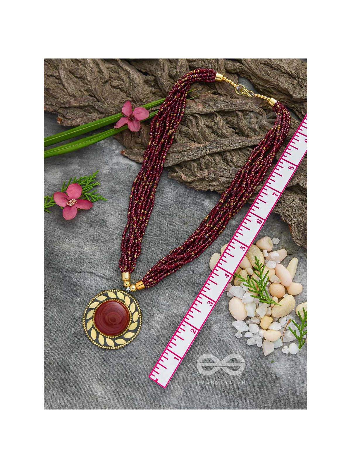 The Timeless Elegance- Beautiful Beaded Neckpiece (Mulberry)