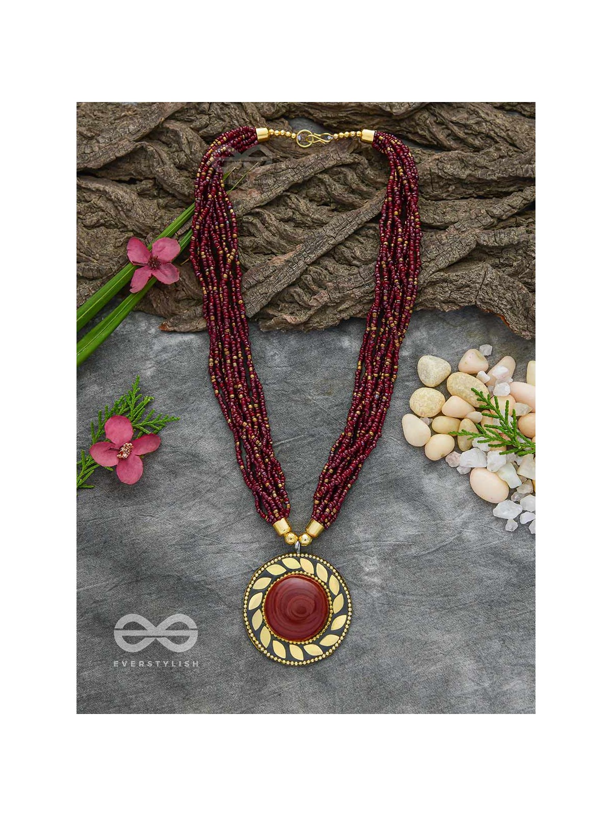 The Timeless Elegance- Beautiful Beaded Neckpiece (Mulberry)