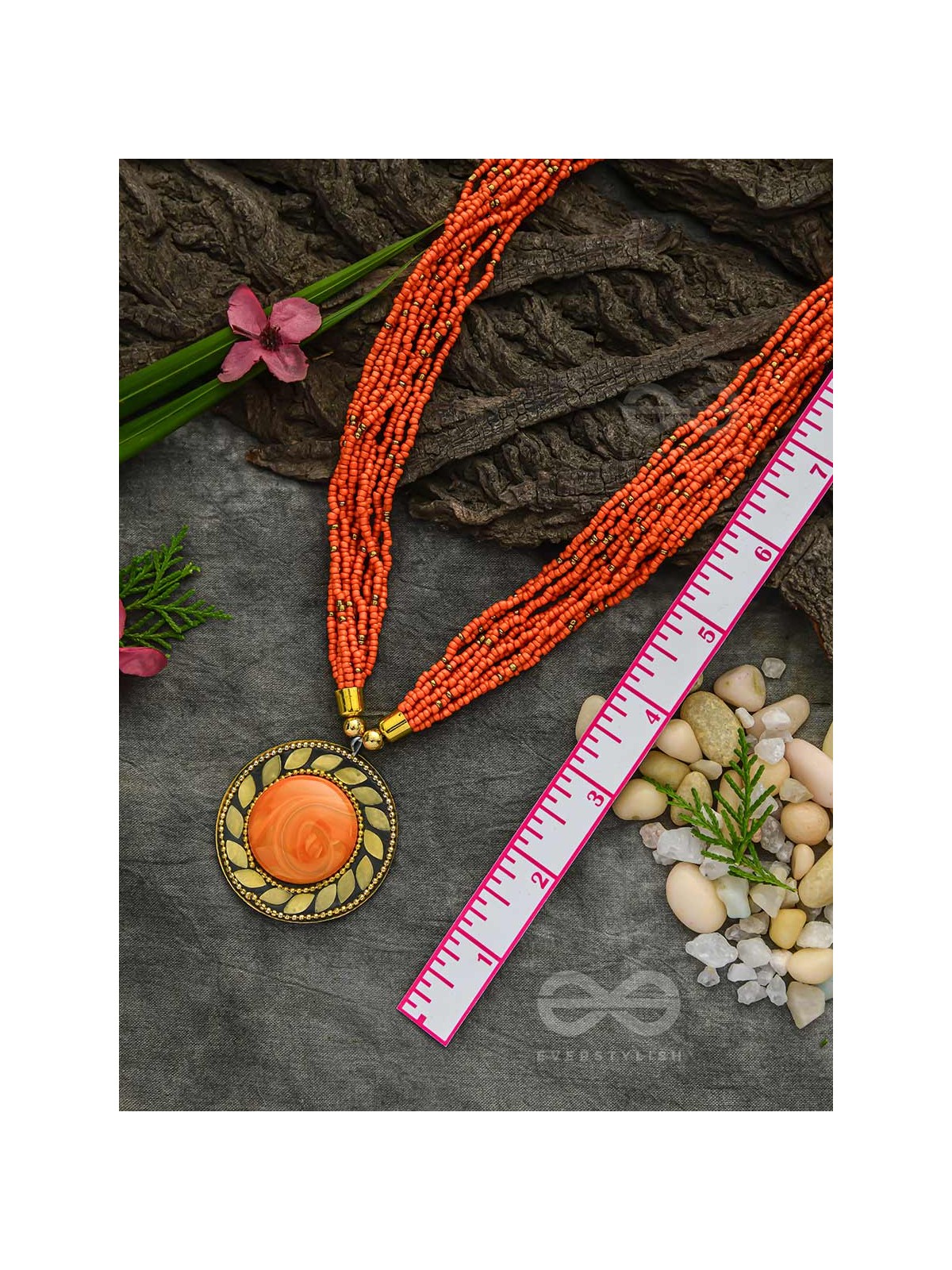 The Timeless Elegance- Beautiful Beaded Neckpiece (Aerospace Orange)