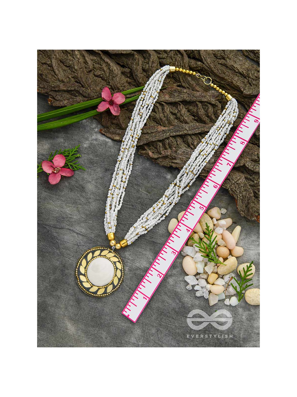 The Timeless Elegance- Beautiful Beaded Neckpiece (White)