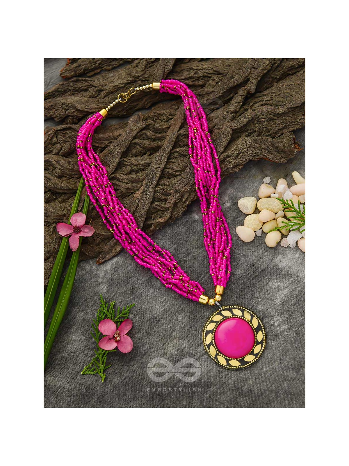The Timeless Elegance- Beautiful Beaded Neckpiece (Magenta)