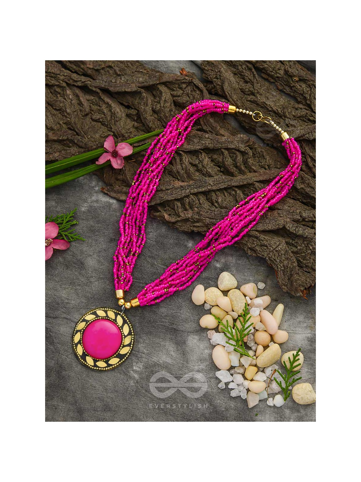 The Timeless Elegance- Beautiful Beaded Neckpiece (Magenta)