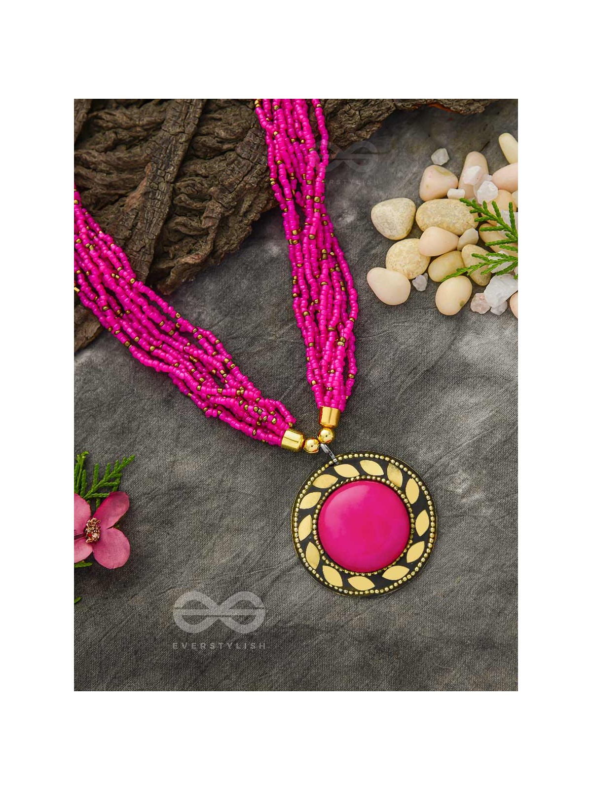 The Timeless Elegance- Beautiful Beaded Neckpiece (Magenta)