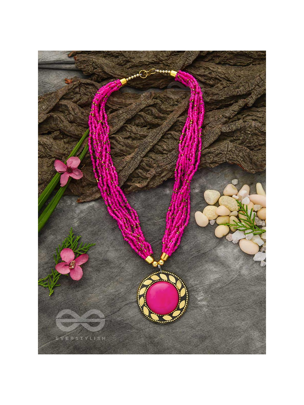 The Timeless Elegance- Beautiful Beaded Neckpiece (Magenta)