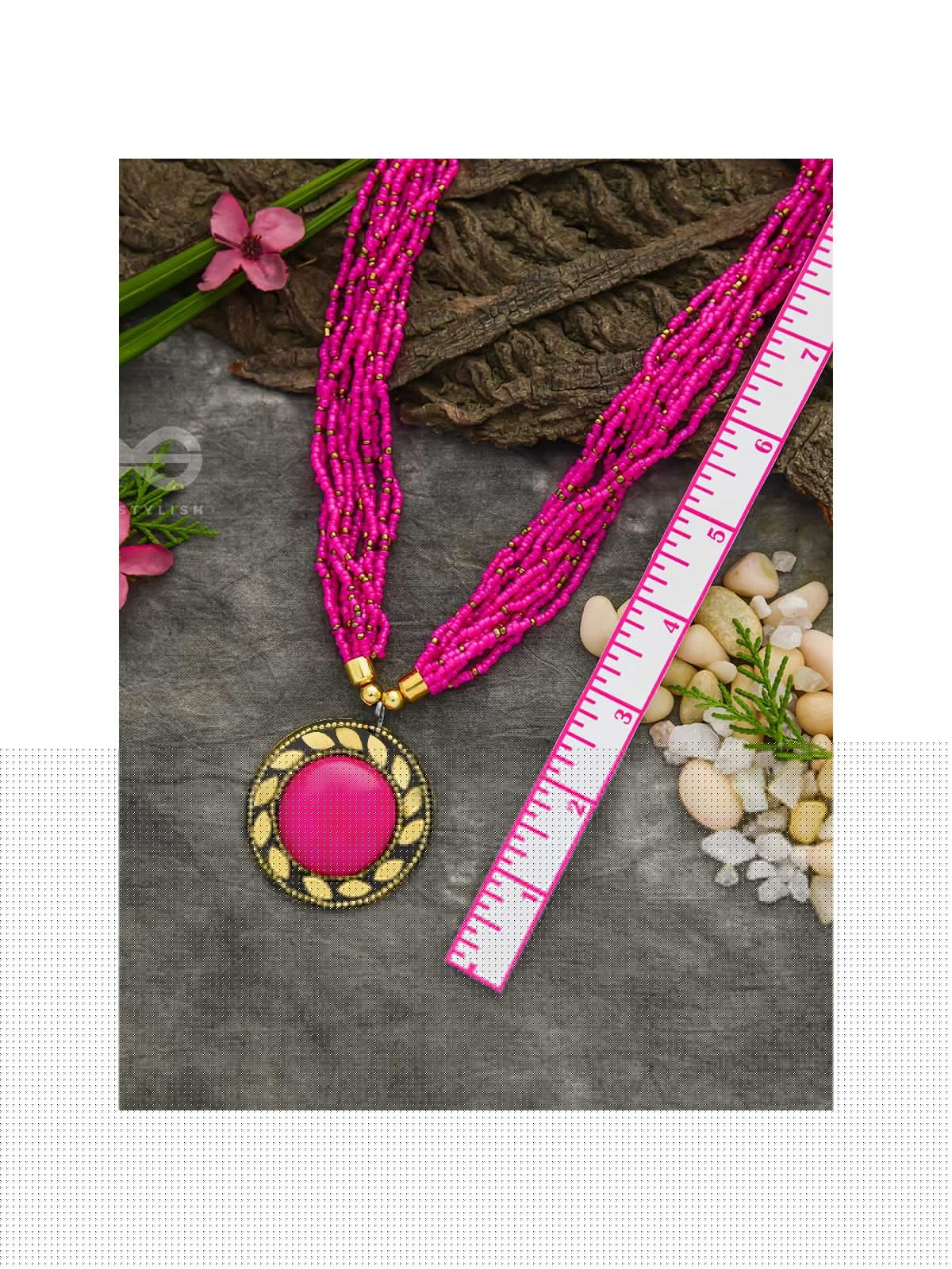 The Timeless Elegance- Beautiful Beaded Neckpiece (Magenta)