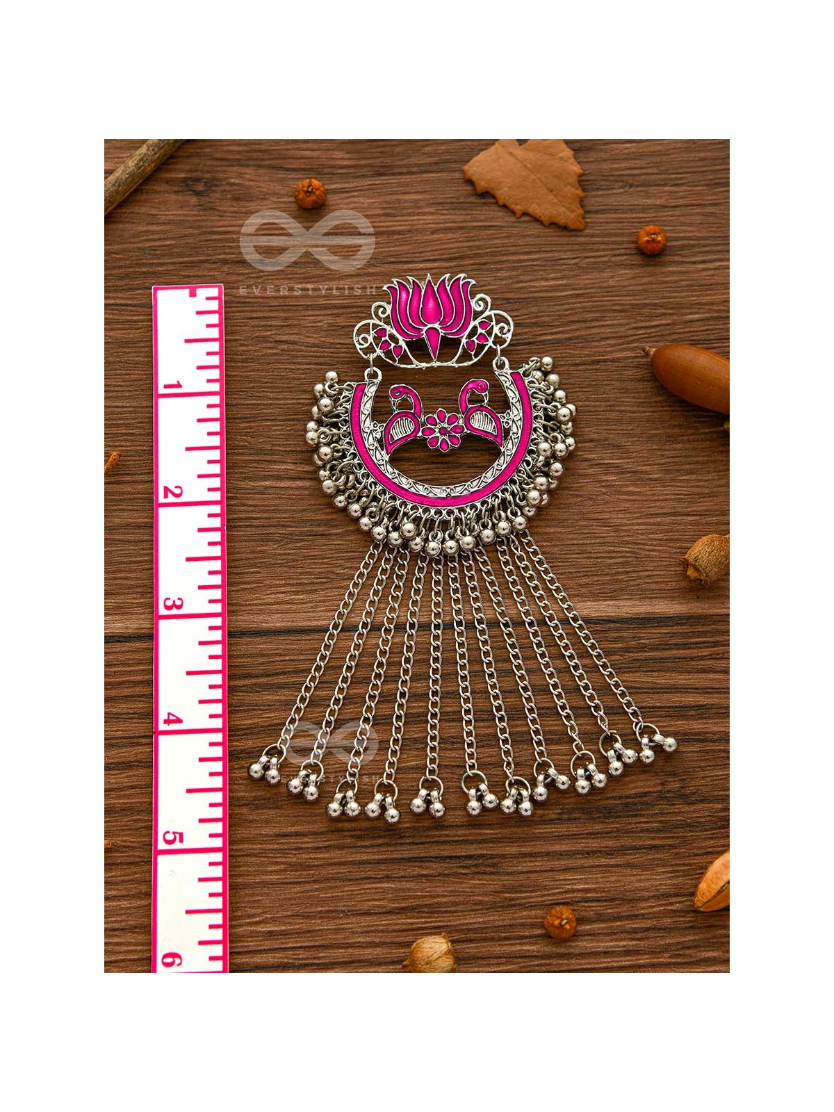 The Dangling Blooming Lotus - Statement Meenakari Earrings (Pink)