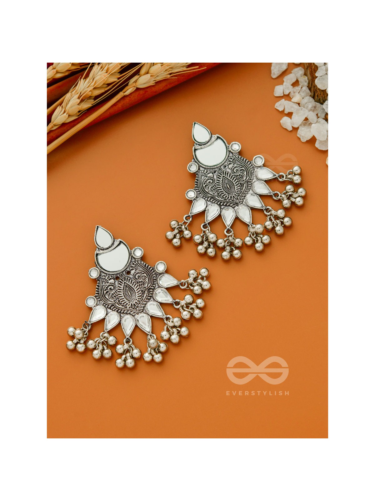 The White Willow- Oxidised Enamelled Earrings