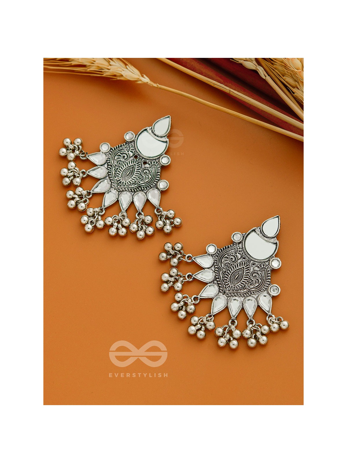 The White Willow- Oxidised Enamelled Earrings