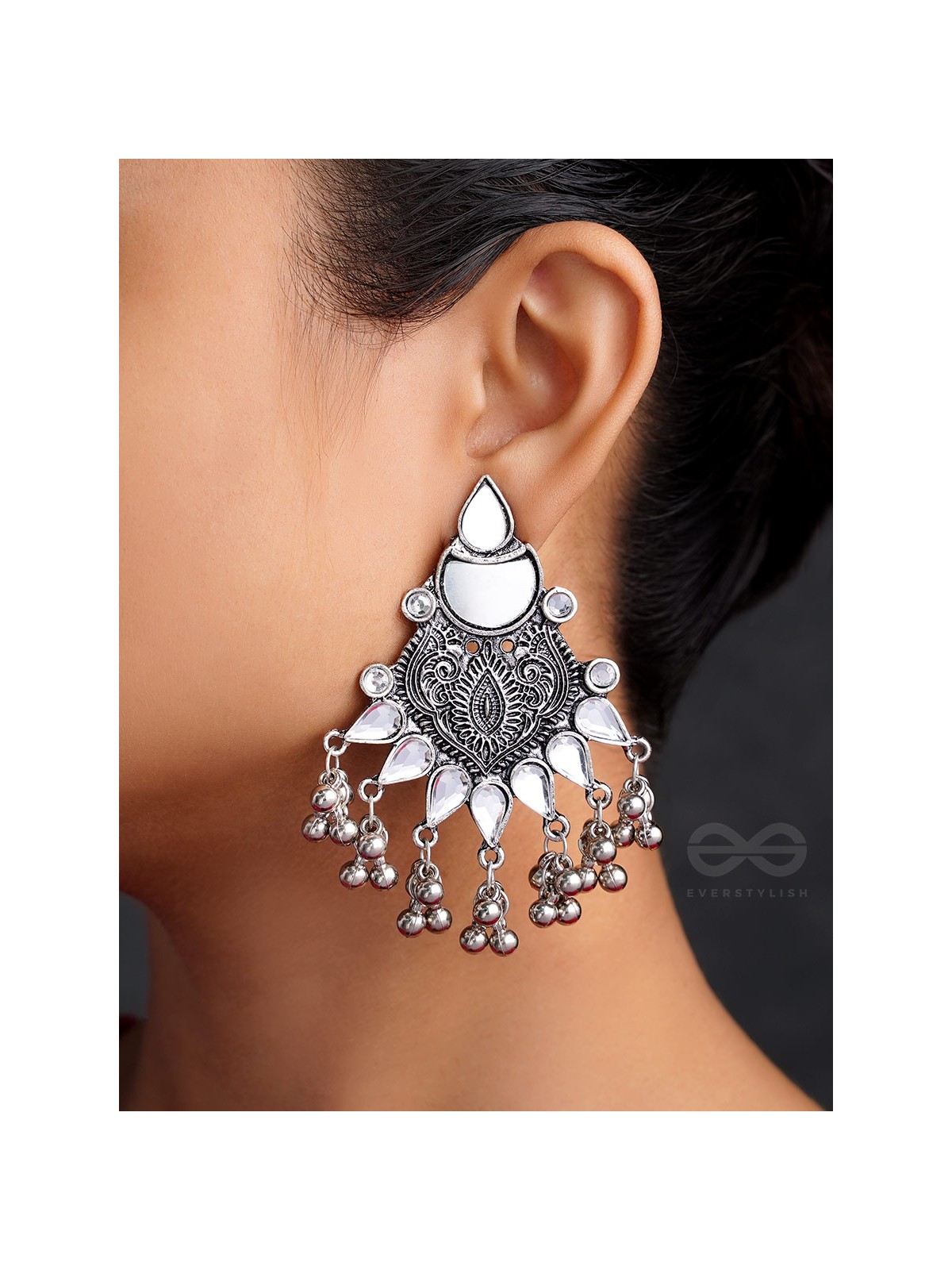 The White Willow- Oxidised Enamelled Earrings