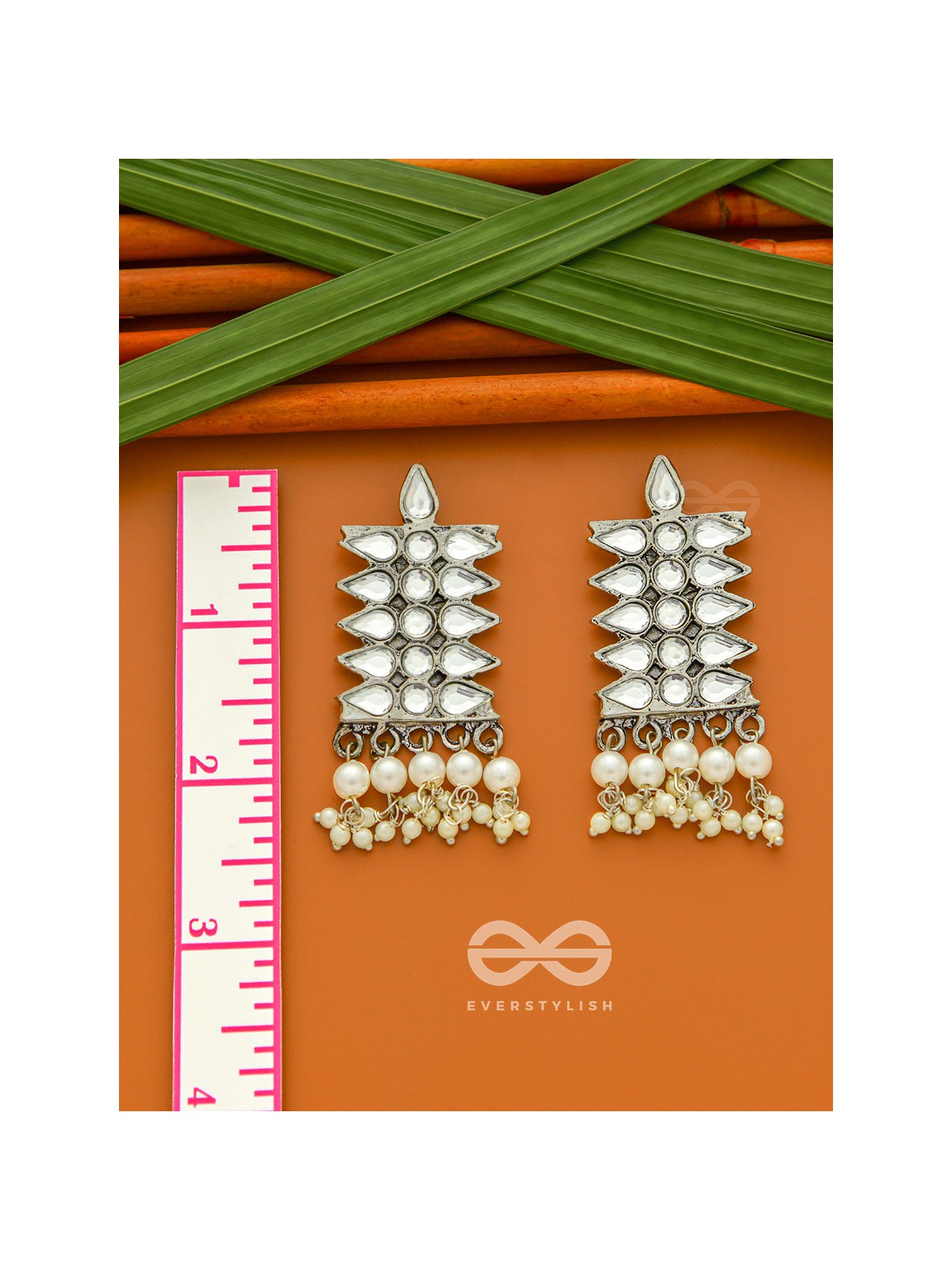 The Pristine Pine- Oxidised Enamelled Earrings