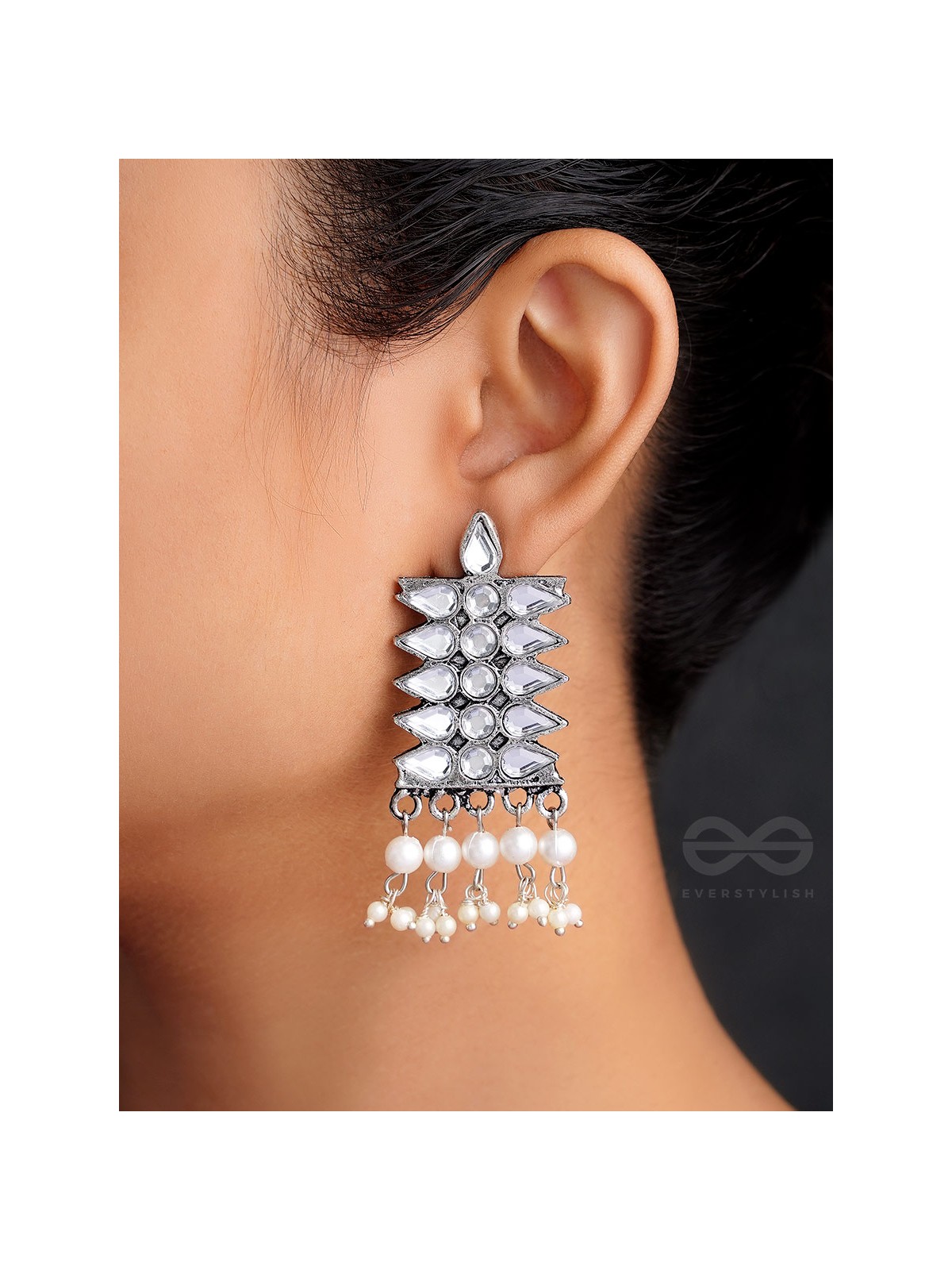 The Pristine Pine- Oxidised Enamelled Earrings