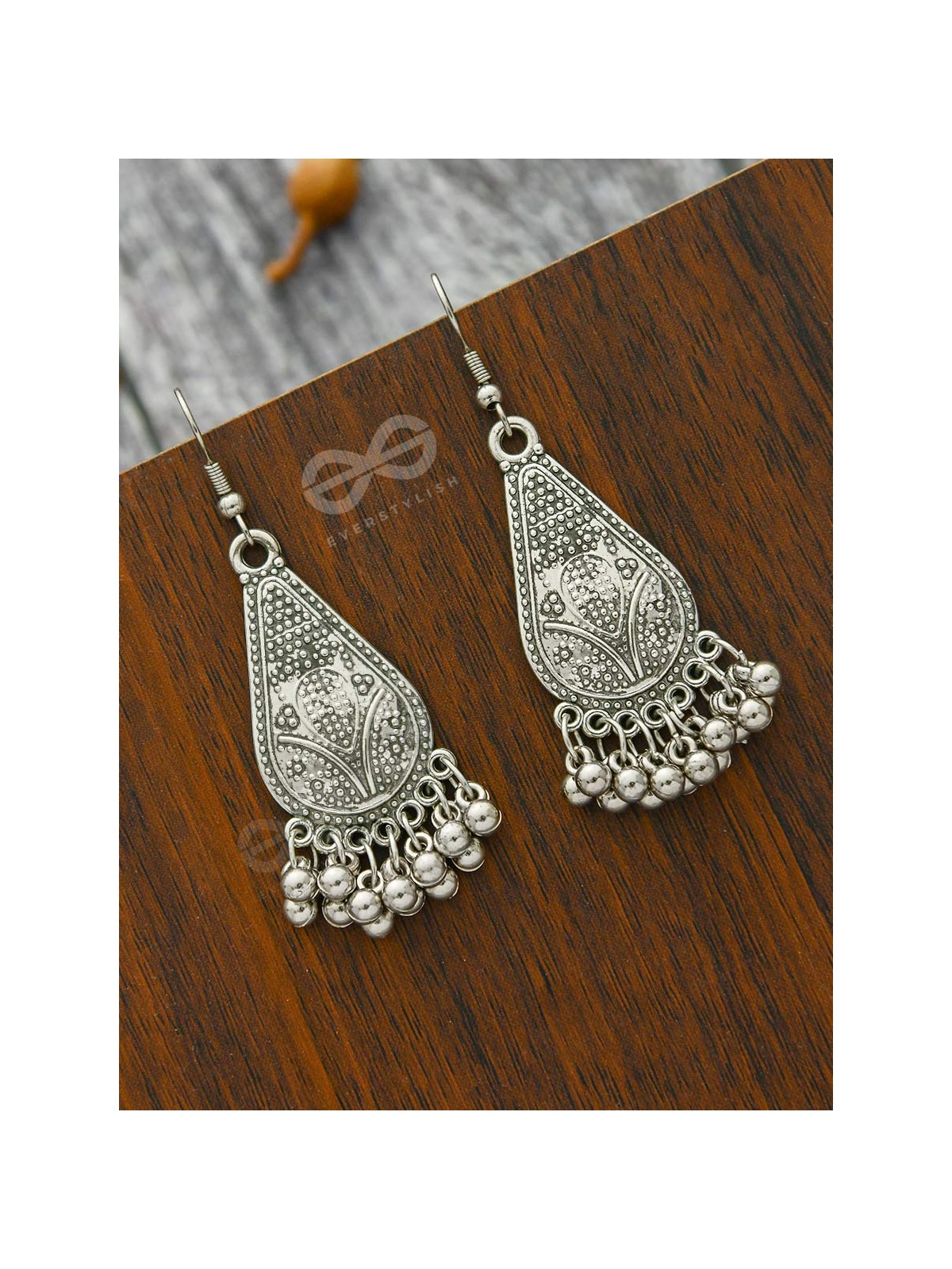 The Artsy Motif Teardrops - Oxidised Boho Earrings