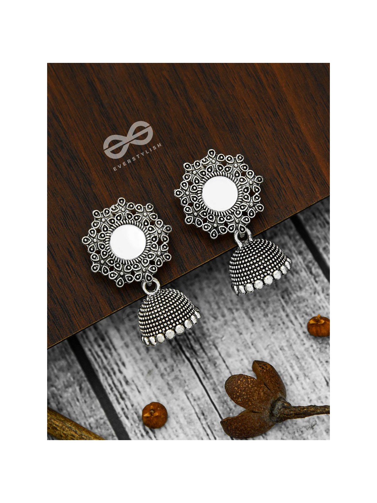 Mirage of Petals Oxidised Jhumkas