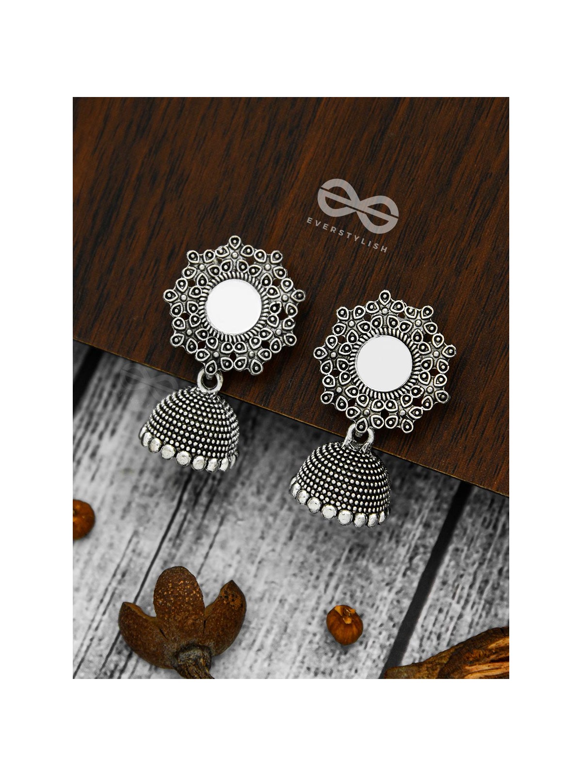 Mirage of Petals Oxidised Jhumkas