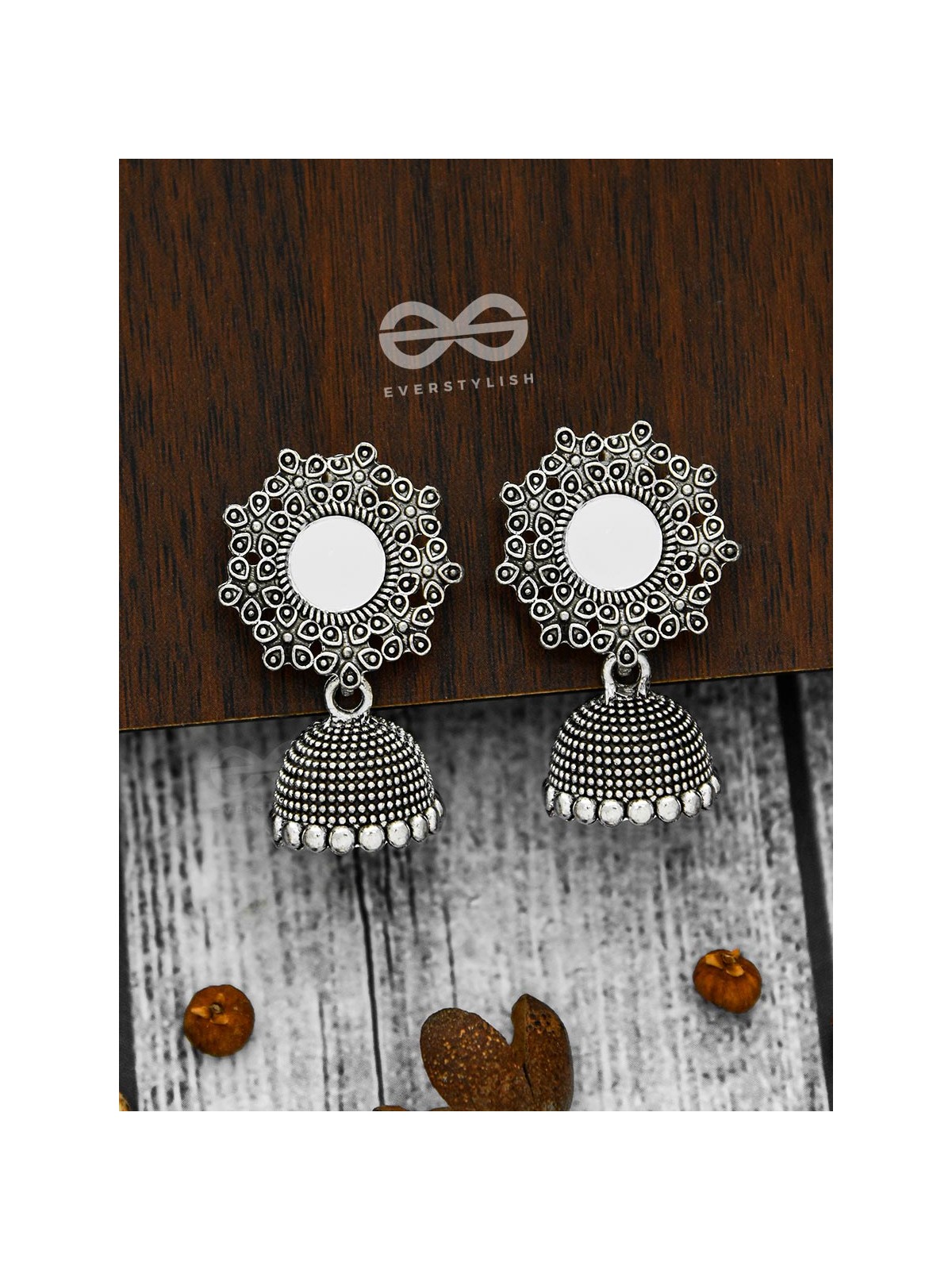 Mirage of Petals Oxidised Jhumkas