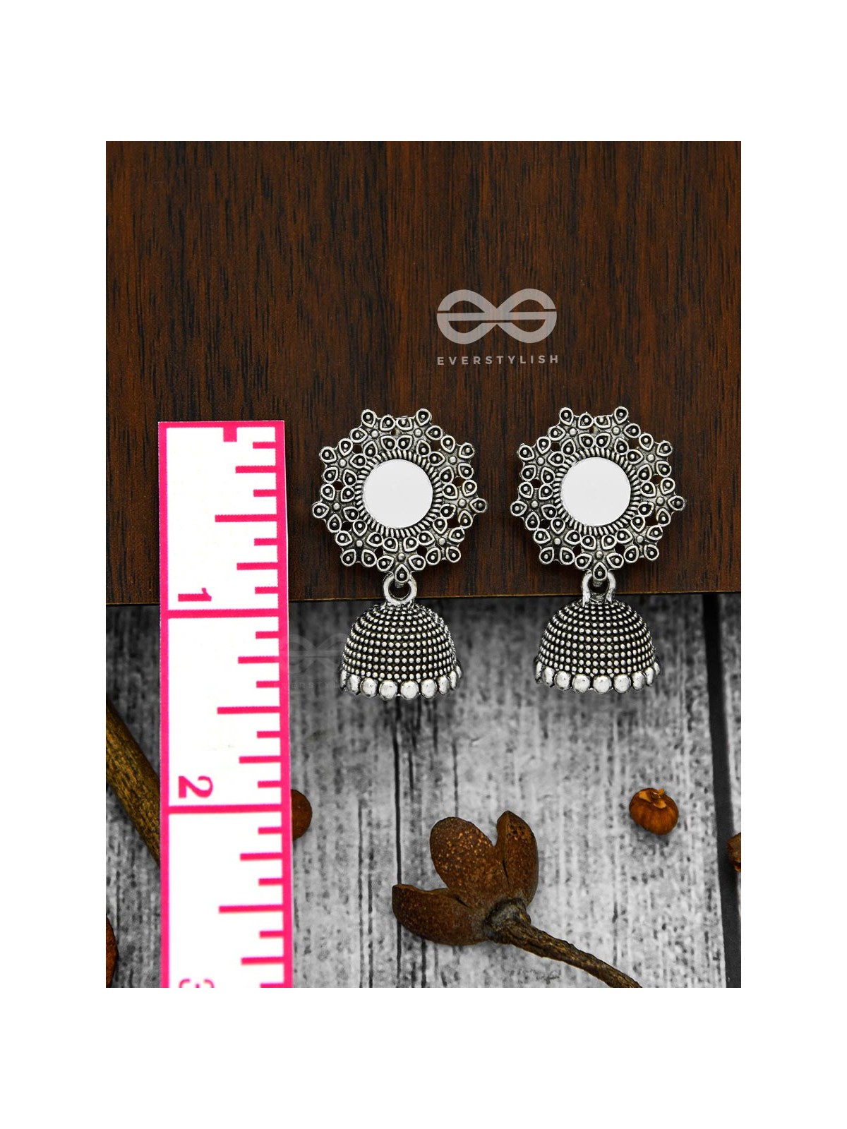 Mirage of Petals Oxidised Jhumkas