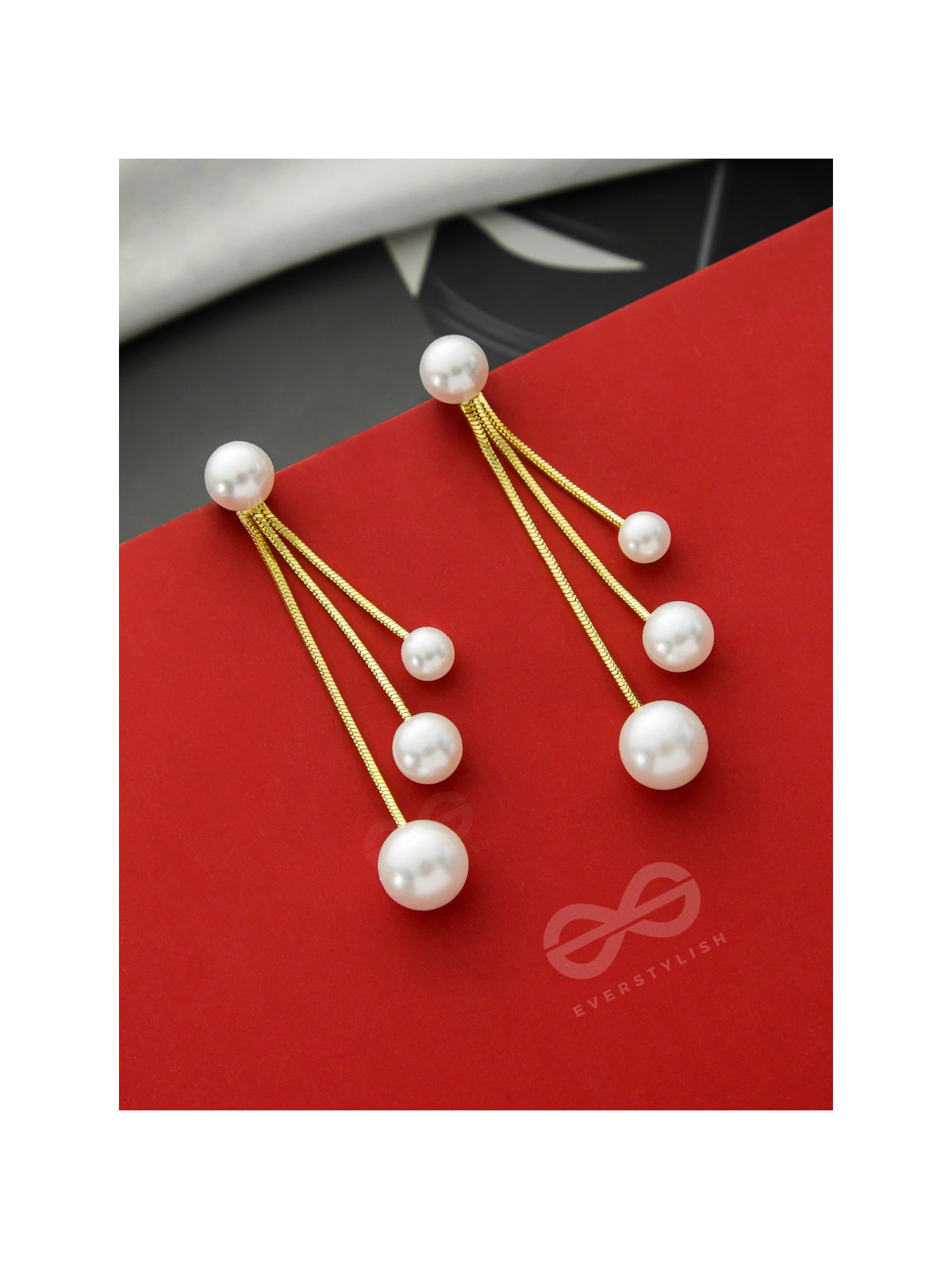 Raining Pearls- Golden Pearl Dangler Earrings