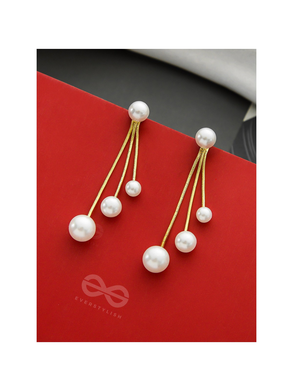 Raining Pearls- Golden Pearl Dangler Earrings