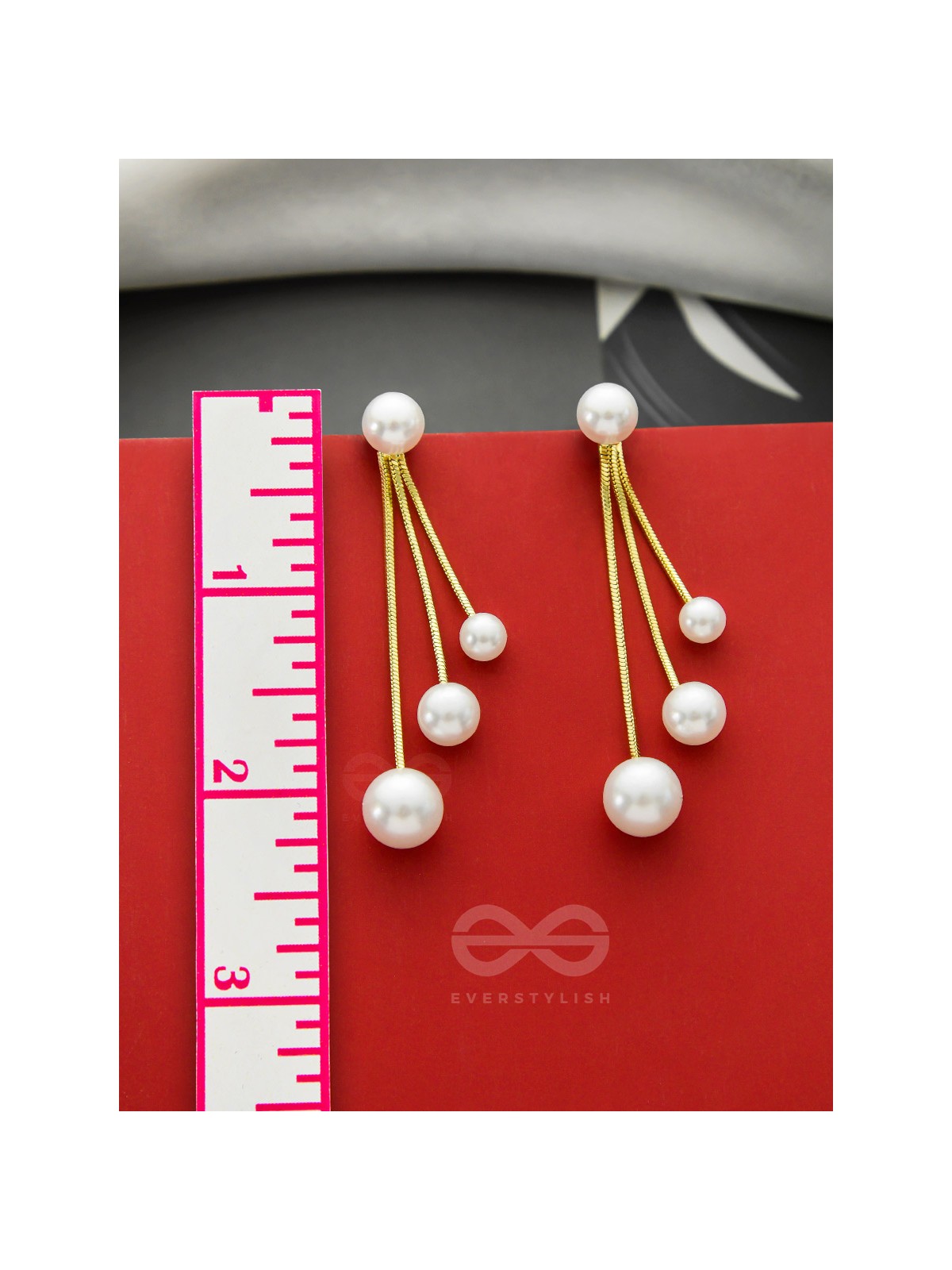 Raining Pearls- Golden Pearl Dangler Earrings
