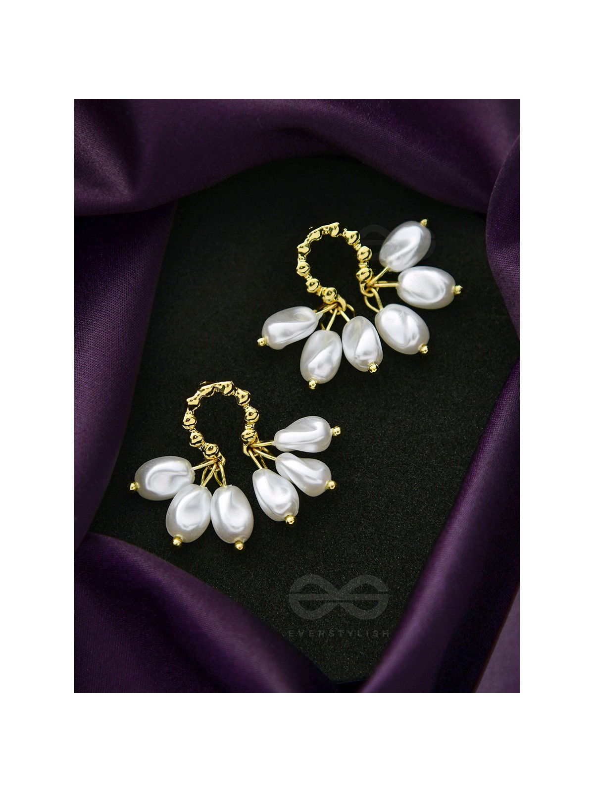 Budding Blossoms- Golden Pearl Earrings