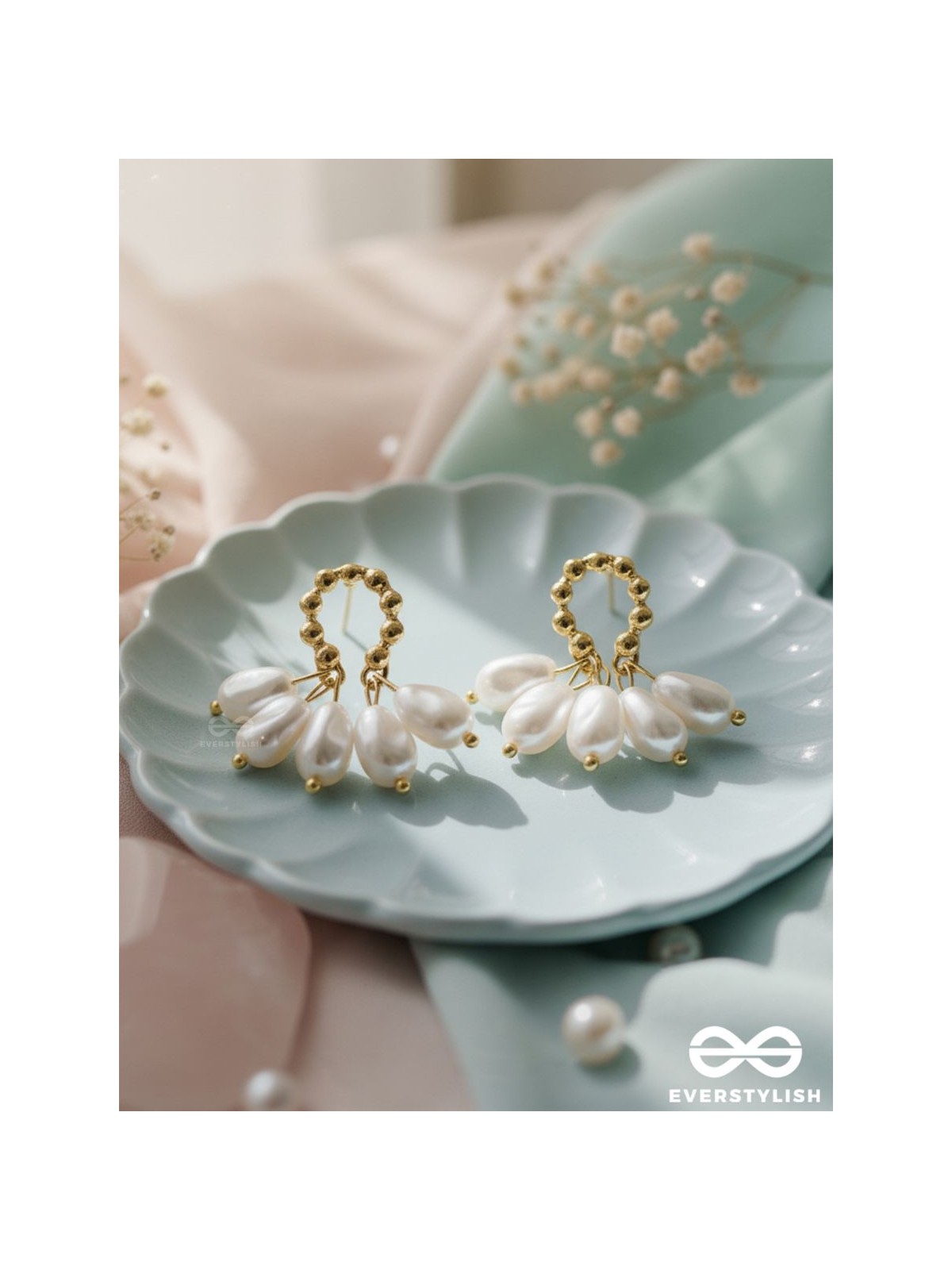 Budding Blossoms- Golden Pearl Earrings