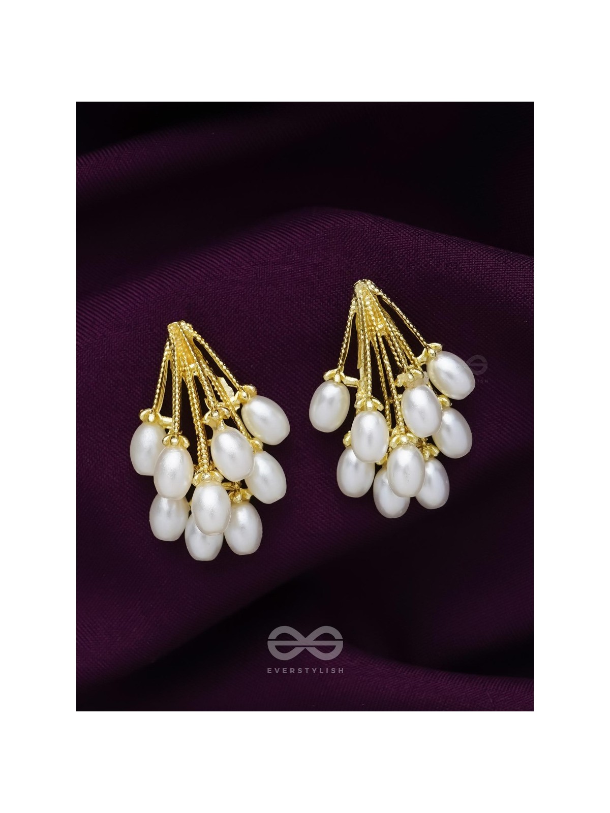 Pearlicious Flowers- Golden Pearl Earrings