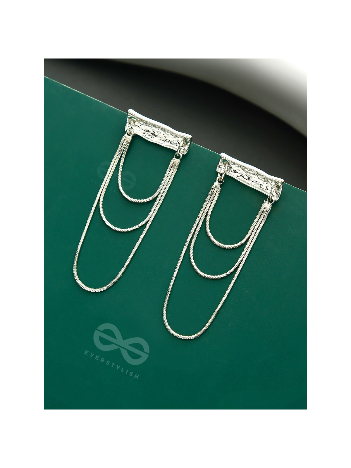 Shimmering Waterfall- Layered Chain Silver Dangler Earrings
