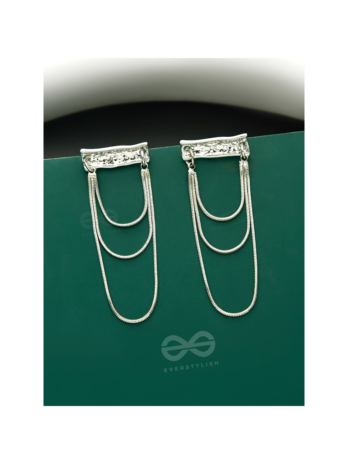 Shimmering Waterfall- Layered Chain Silver Dangler Earrings