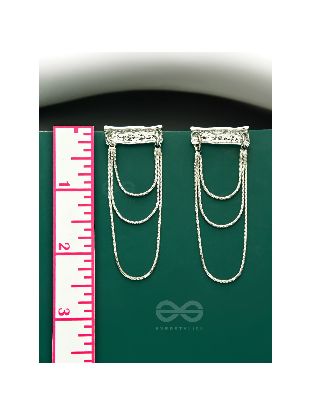 Shimmering Waterfall- Layered Chain Silver Dangler Earrings