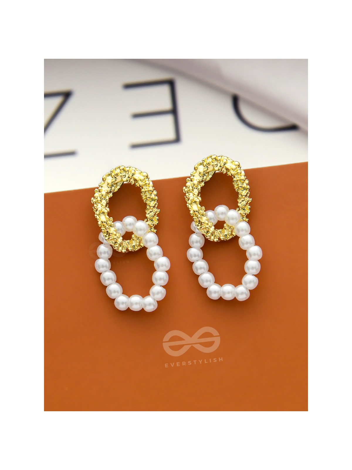 Sunny Melange- Golden and Pearls Entangled Hoops Earrings