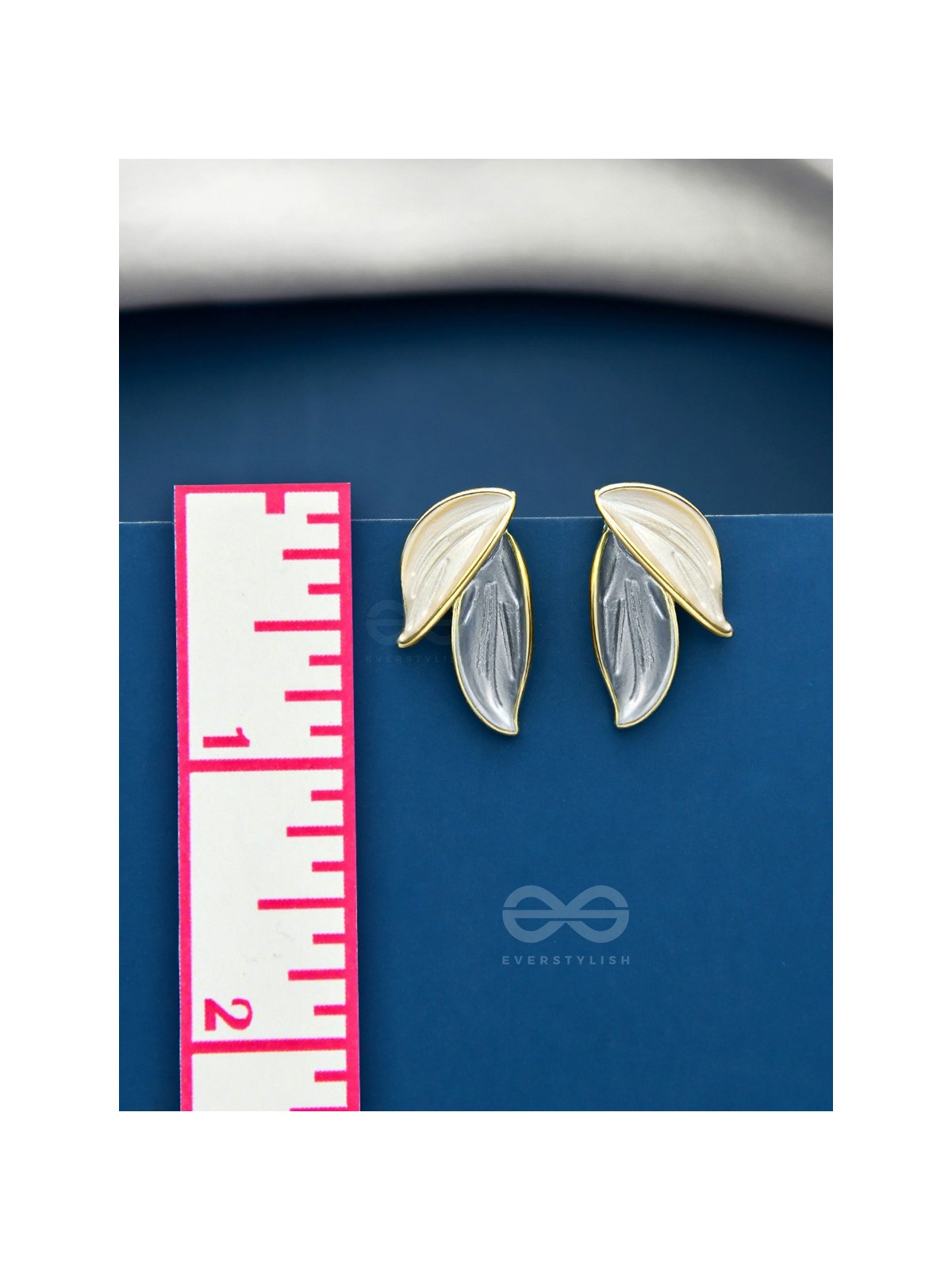 PETALS PANACHE- GOLDEN ENAMELLED EARRINGS (SKY BLUE)