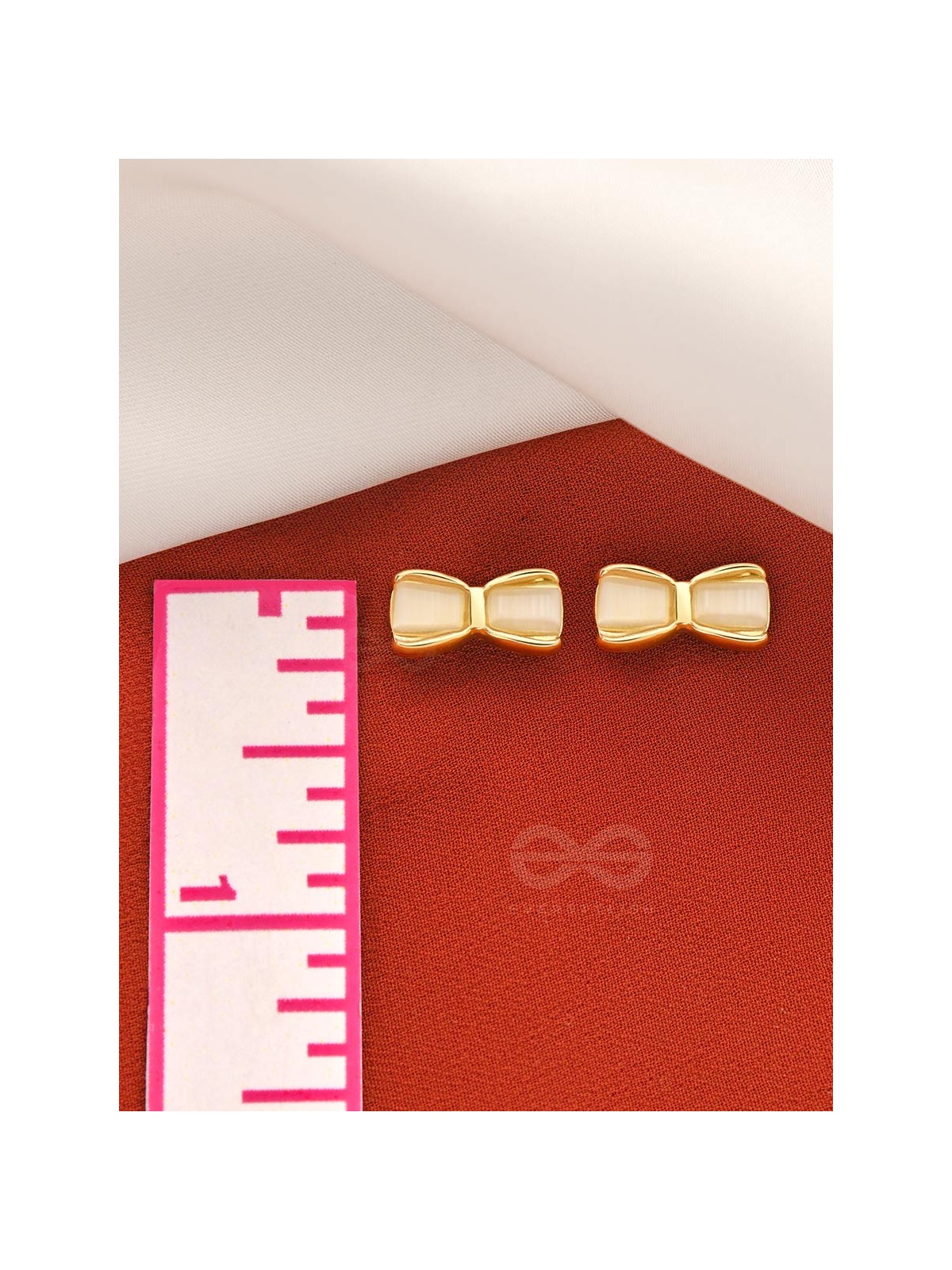 Bow Spring- White and Golden Earrings