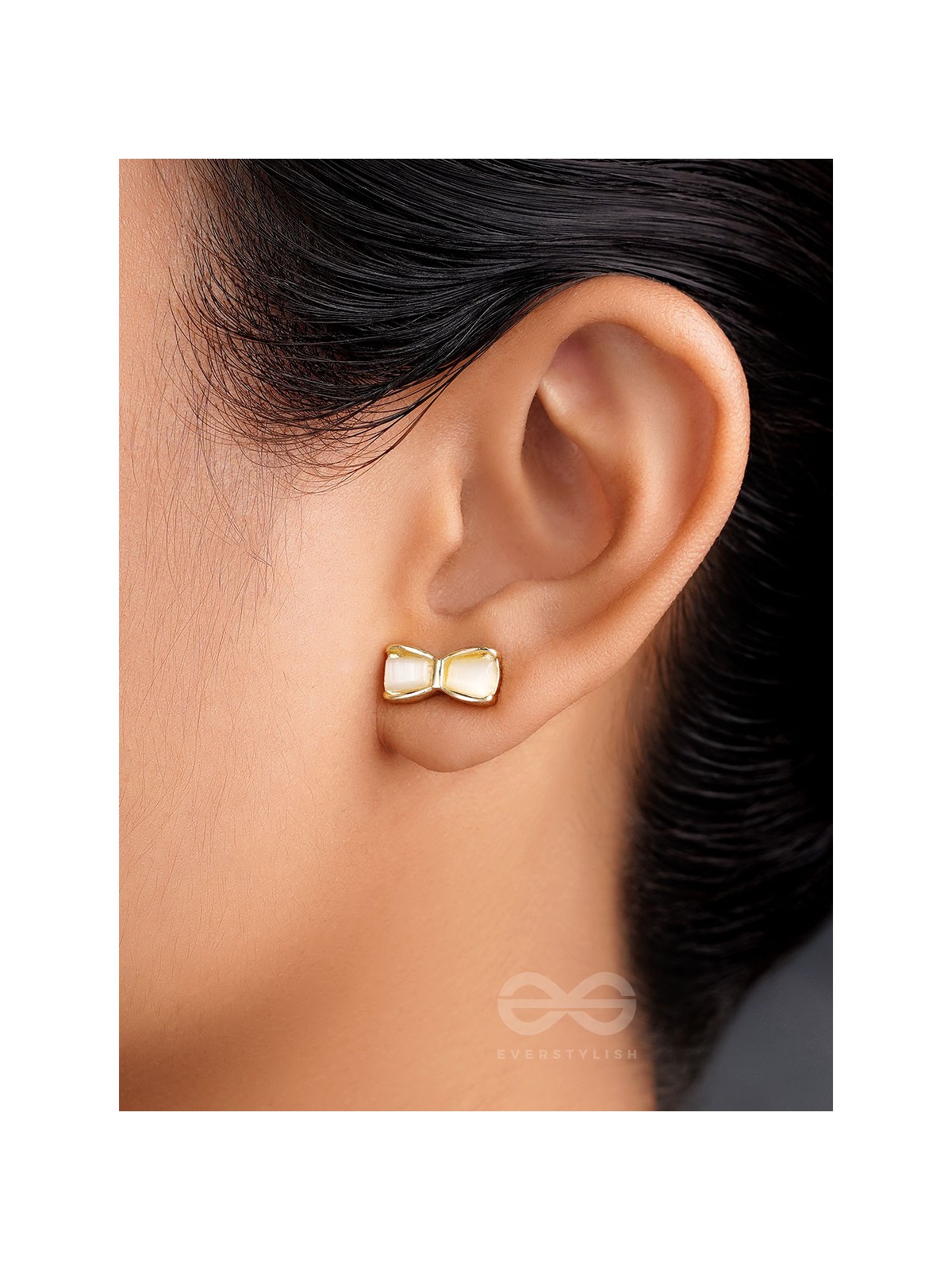 Bow Spring- White and Golden Earrings