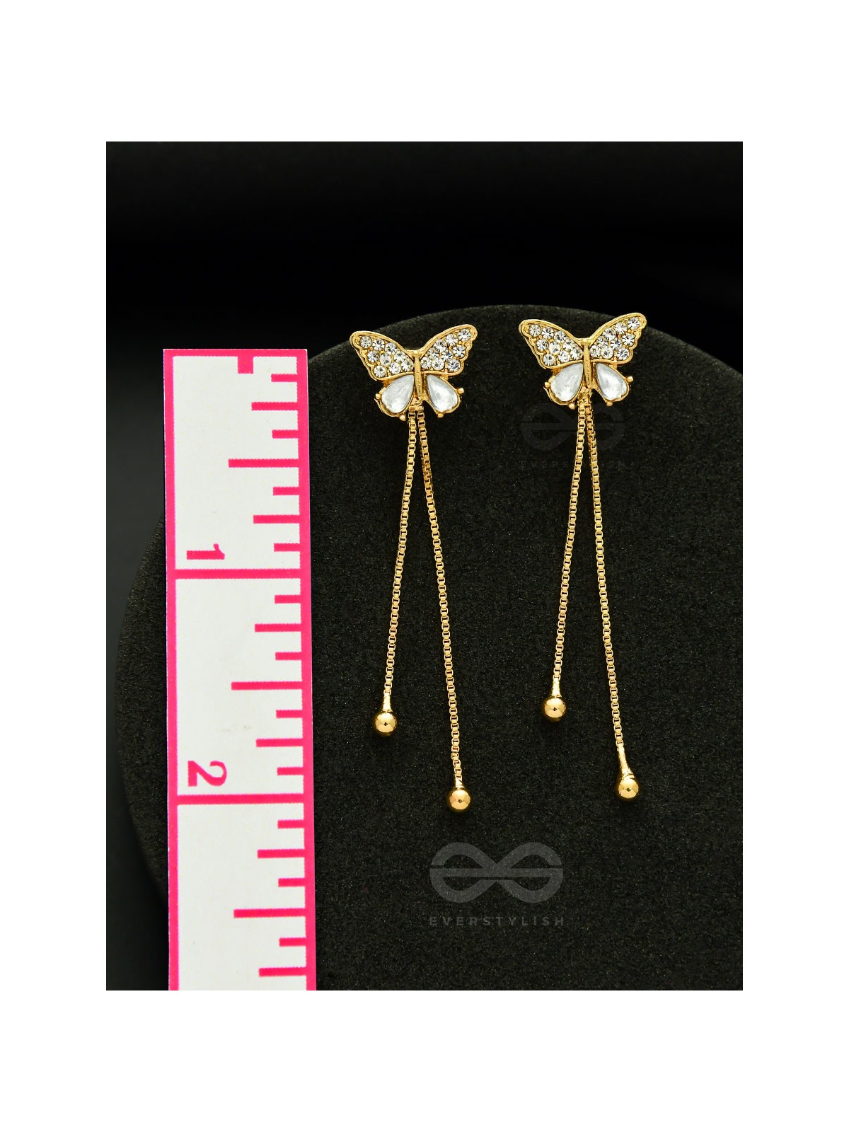 Buzzerflies- Gemstone and Rhinestones Studded Golden Earrings