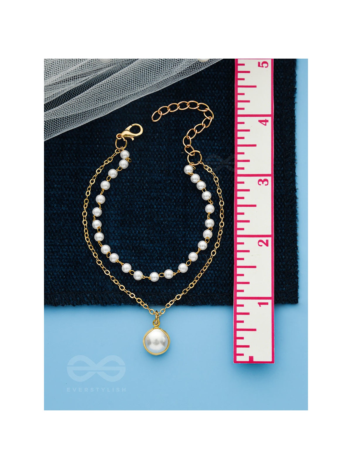 The Snow Globe- Gold Pearl Bracelet